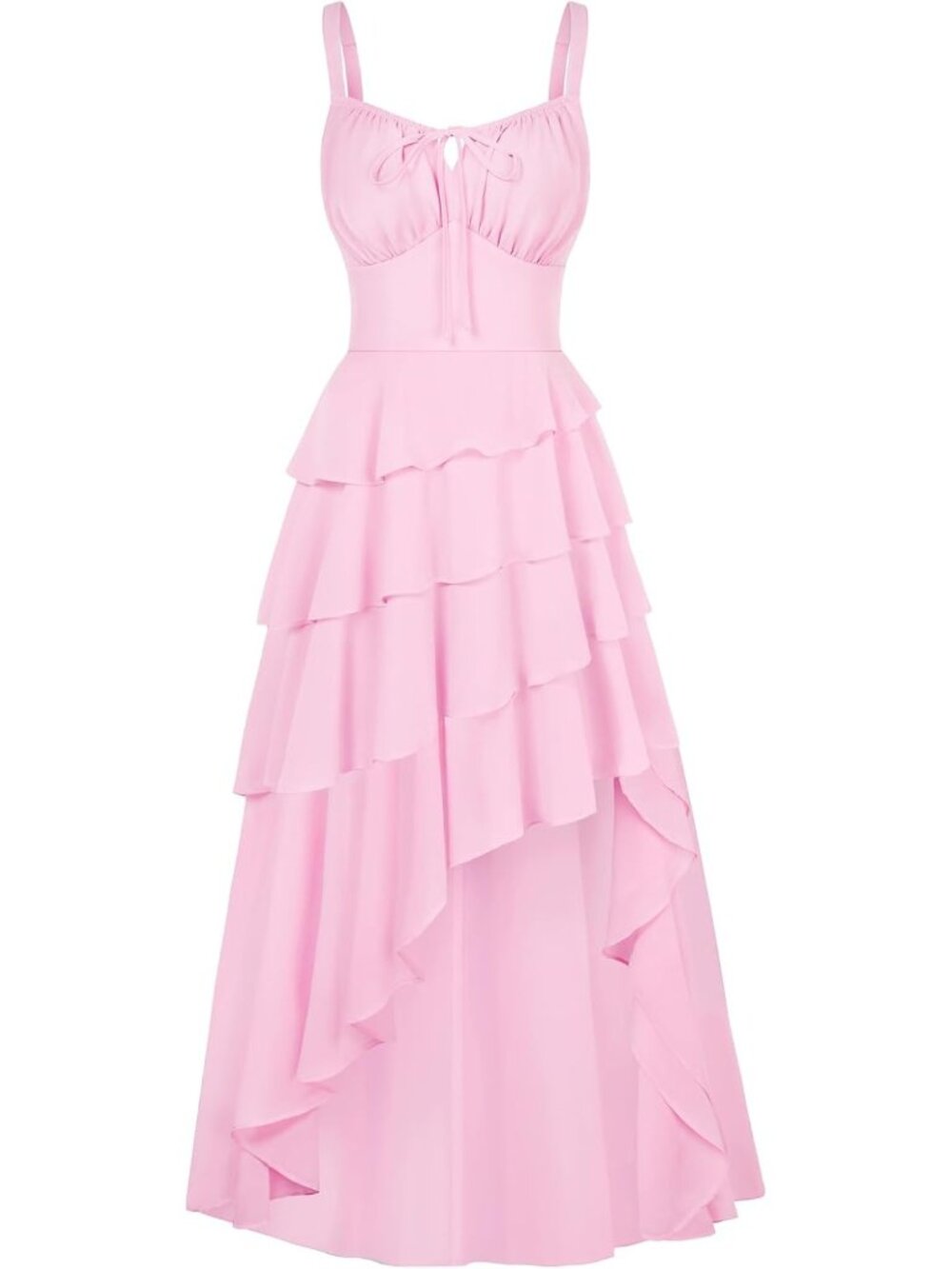 Women's Light Pink Ruffled Renaissance Pirate Gothic Fairy Core Costume Dress